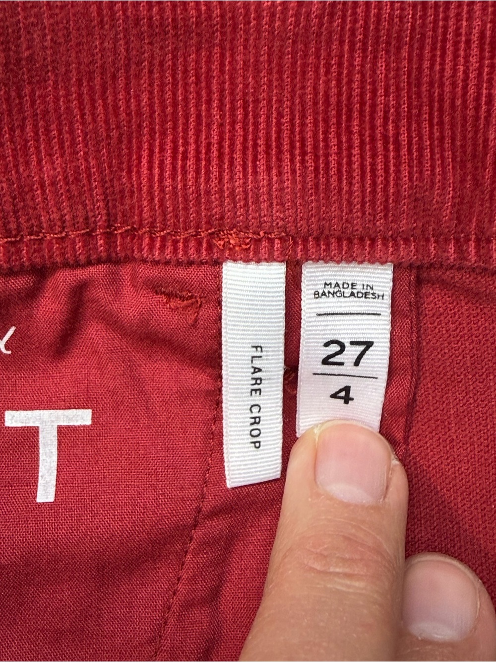 LOFT Red Corduroy Flare Crop Pants - Picture 4 of 8